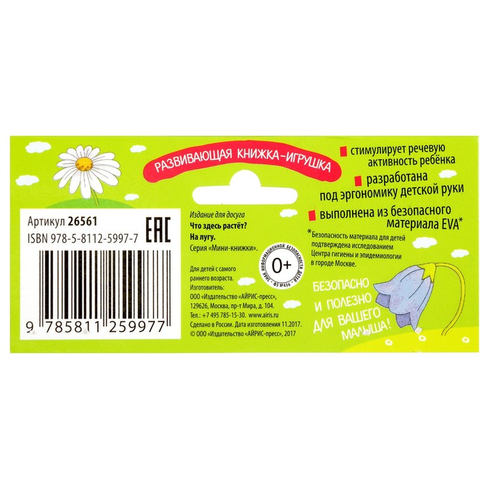 Мини-книжки EVA "Что здесь растёт? На лугу" в индивид.упак.