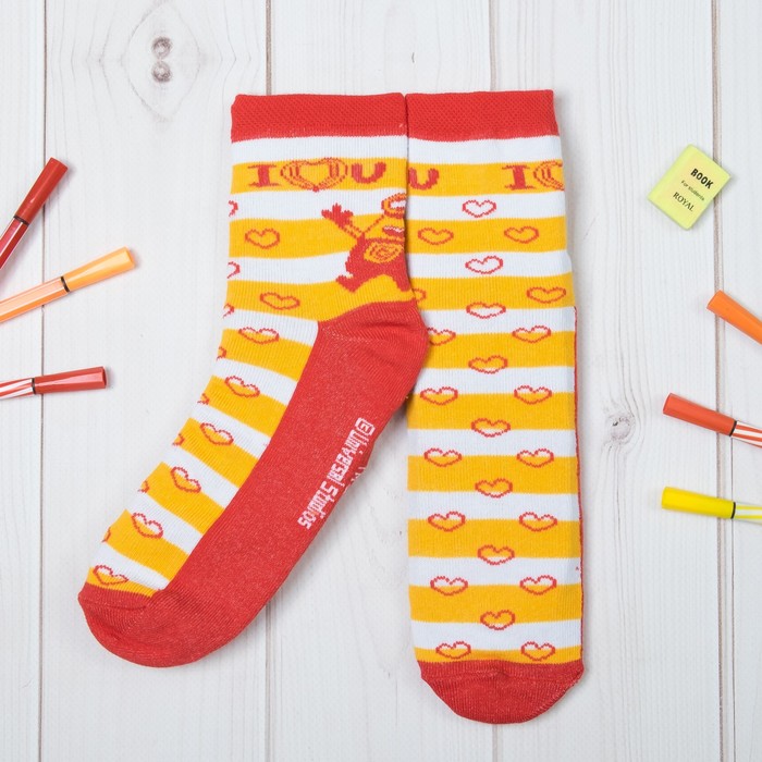 Носки "Миньон" I love you, Гадкий Я, 18-20 см, 7-9 лет, 80% хл,17% пф, 3% эл.