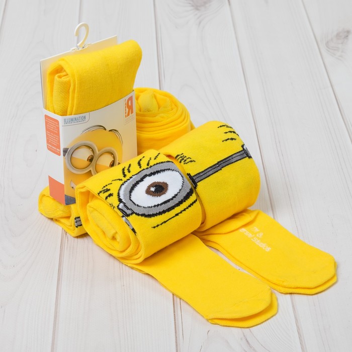 Колготки Гадкий Я "Миньон" глаза, жёлтый, 116-122 см