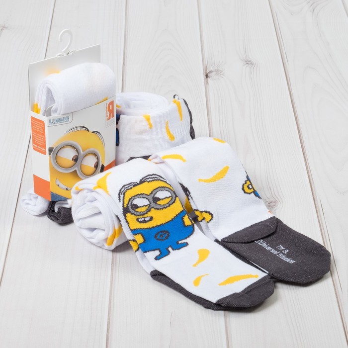 Колготки детские "Миньон" бананы бел., Гадкий Я,92-98см (2-3г.), 80%хл,17%па,3%эл