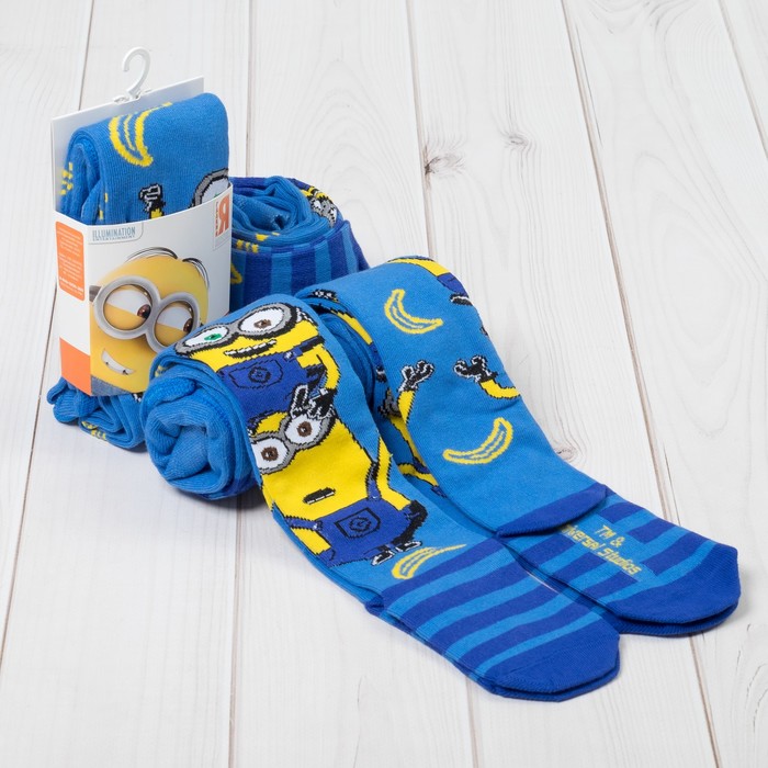 Колготки Гадкий Я "Миньоны" бананы, синий, 116-122 см