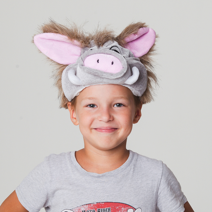 Карнавальная шапка«Кабанчик серый»обхват головы 54-57см