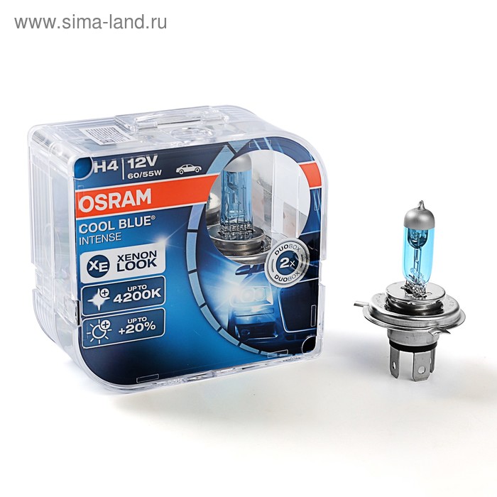 фото Лампа автомобильная osram cool blue, h4, 12 в, 60/55 вт, 64193cbi, набор 2 шт