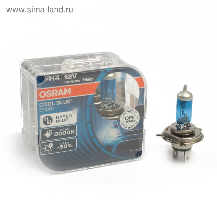 Автолампа Osram COOL BLUE BOOST 5000К, H4 , 12В, 100/90 Вт, 62193CBB_HCB_DuoBox, 2 шт. автолампа osram cool blue boost 5000к h4 12в 100 90 вт 62193cbb hcb duobox 2 шт