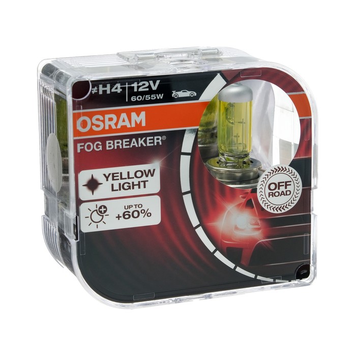 Автолампа OSRAM FOG BREAKER, H4, 12 В, 60/55 Вт, 62193FBR_DuoBox, 2 шт.