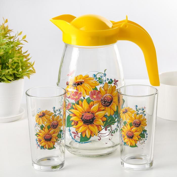 Набор питьевой "Подсолнух": кувшин 1,5 л, 2 стакана 250 мл