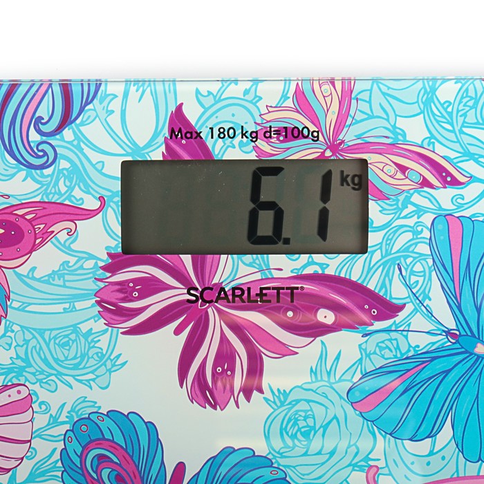 Весы напольные Scarlett SC-BS33E079, электронные, до 180 кг, "Бабочки"