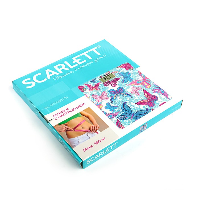 Весы напольные Scarlett SC-BS33E079, электронные, до 180 кг, "Бабочки"