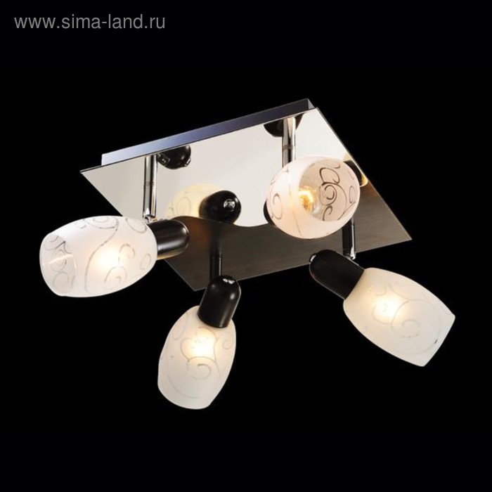 

Спот Andre 4x40Вт Е14 тёмное дерево, хром 40x40x17см