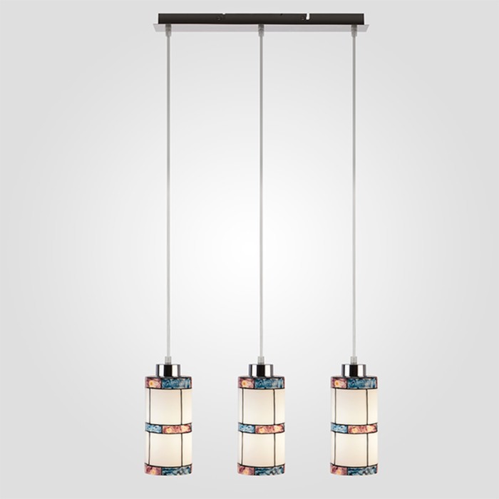 Люстра подвес Tiffany 3x60Вт Е27 хром 44x10x80см