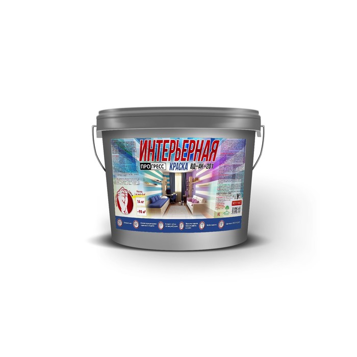 Краска водно-дисперсионная для стен и потолков "ПРОГРЕСС" 1,4 кг