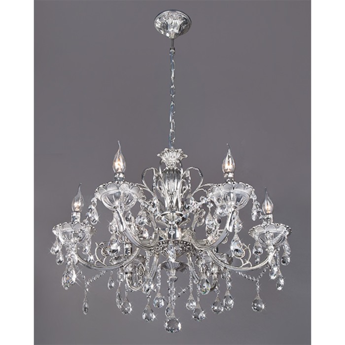 Люстра Carolina 6x60Вт Е14 серебро 68x68x112см