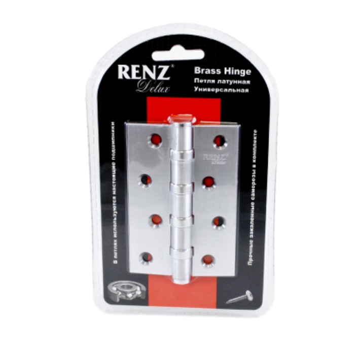 Петля дверная RENZ BH 4BB FH SC, 100х70х3 мм, б/колп, 4 подшипника, цвет матовый хром