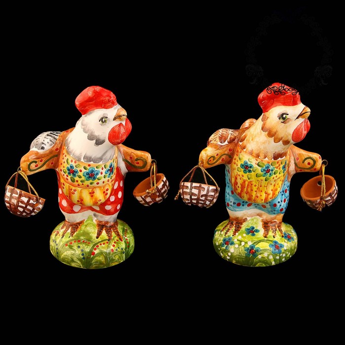Сувенир «Курица с коромыслом», 14 см, ярославская майолика