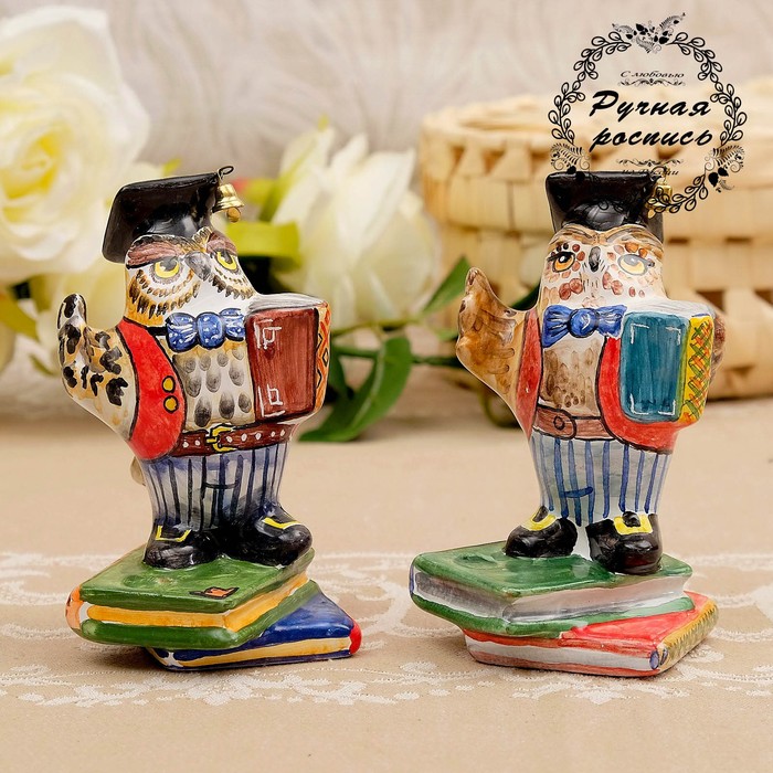 Сувенир «Сова учёная», 5×5×9 см, ярославская майолика