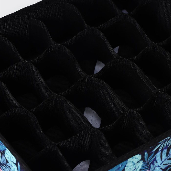 Органайзер для белья Доляна «Тропики», 24 ячейки, 35×30×10 см, цвет синий