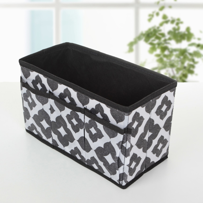 Бокс для мелочей 3 кармана «Вензель», 25 × 15 × 12 см, цвет чёрно-белый