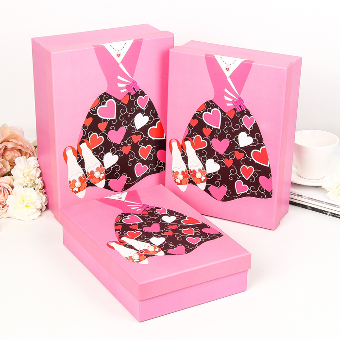 Набор коробок 3в1 "Вечернее платье", 29 х 21 х 9 - 26 х 18 х 6 см