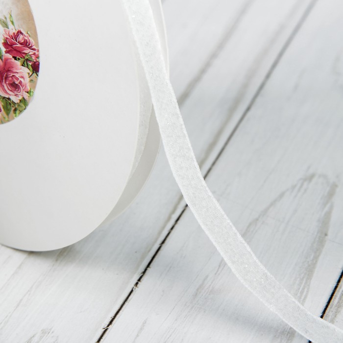 Лента декоративная "Блёстки", 10мм, 19±1м, цвет белый