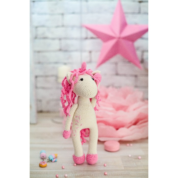Наборы для вязания амигуруми: Мягкая игрушка «Единорожка Рокси», 10 х 4 х 14 см