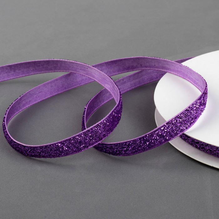 Лента декоративная "Блёстки", 10мм, 19±1м, цвет сиреневый