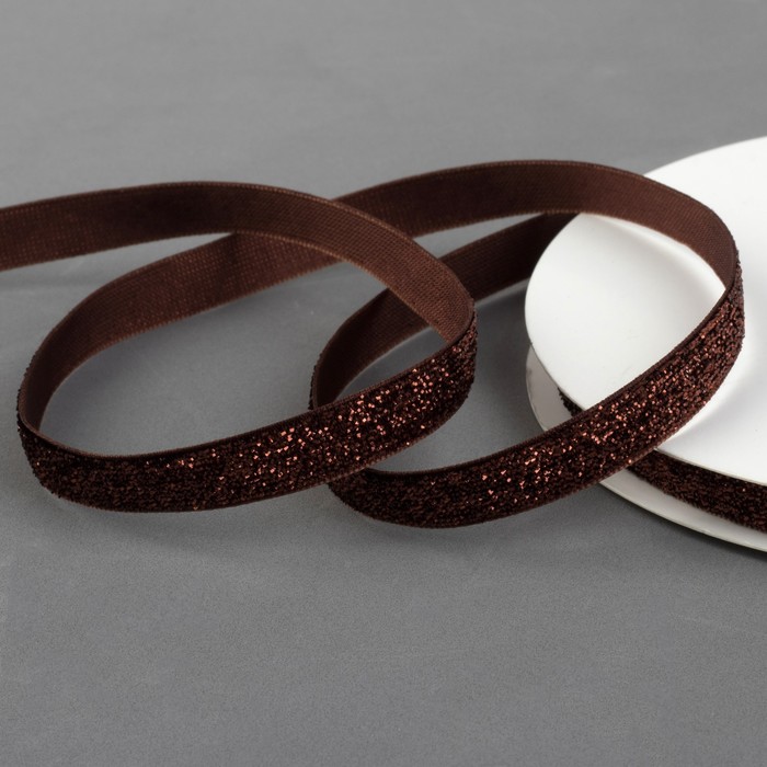 Лента декоративная "Блёстки", 10мм, 19±1м, цвет коричневый
