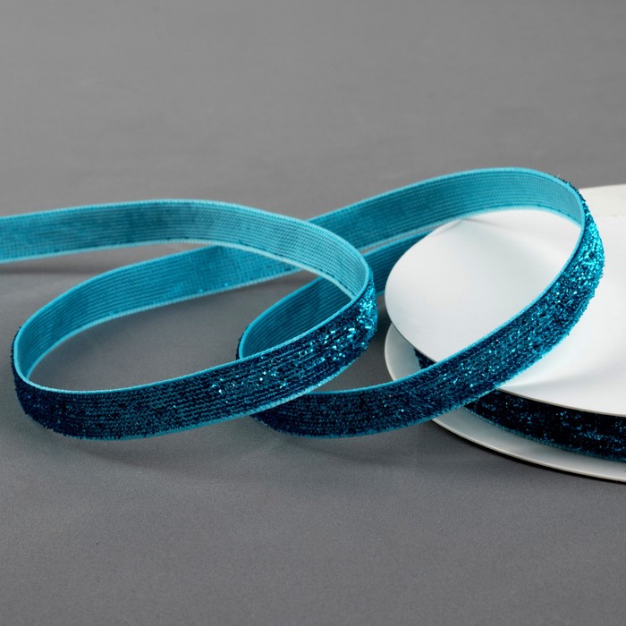 Лента декоративная "Блёстки", 10мм, 19±1м, цвет синий