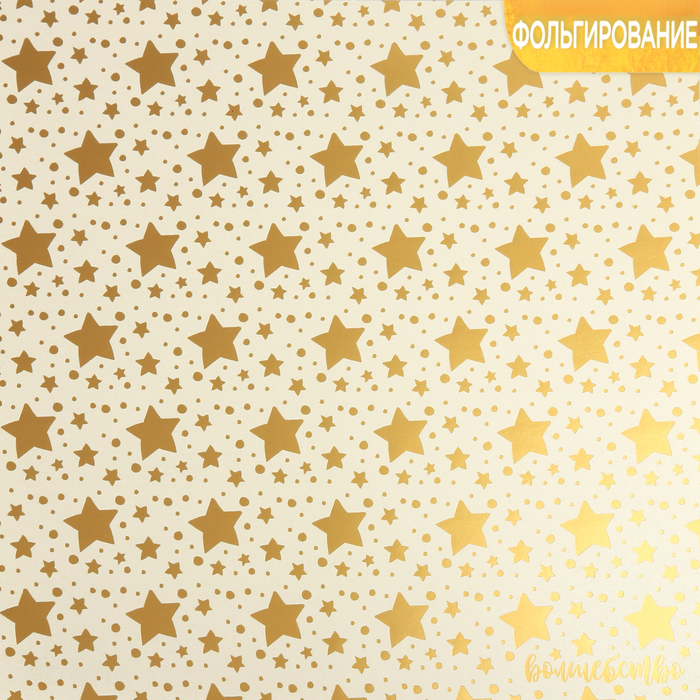 Бумага жемчужная с фольгированием «Волшебство», 30,5 х 30,5 см, 250 г/м