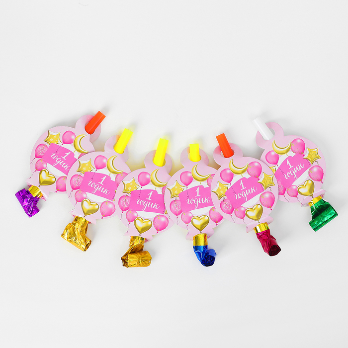 Язычок "1 годик", малышка, набор 6 шт., МИКС