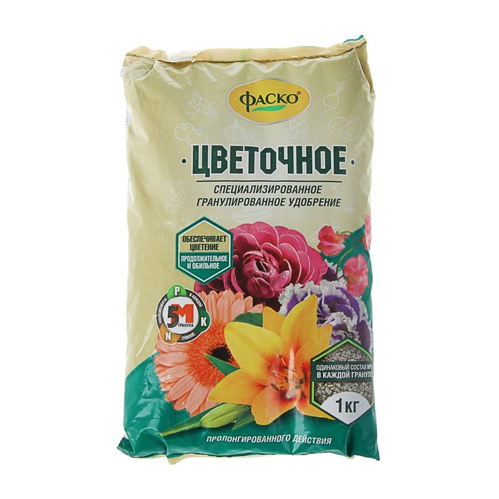Удобрение минеральное гранулированное сухое Фаско для цветов, 1 кг