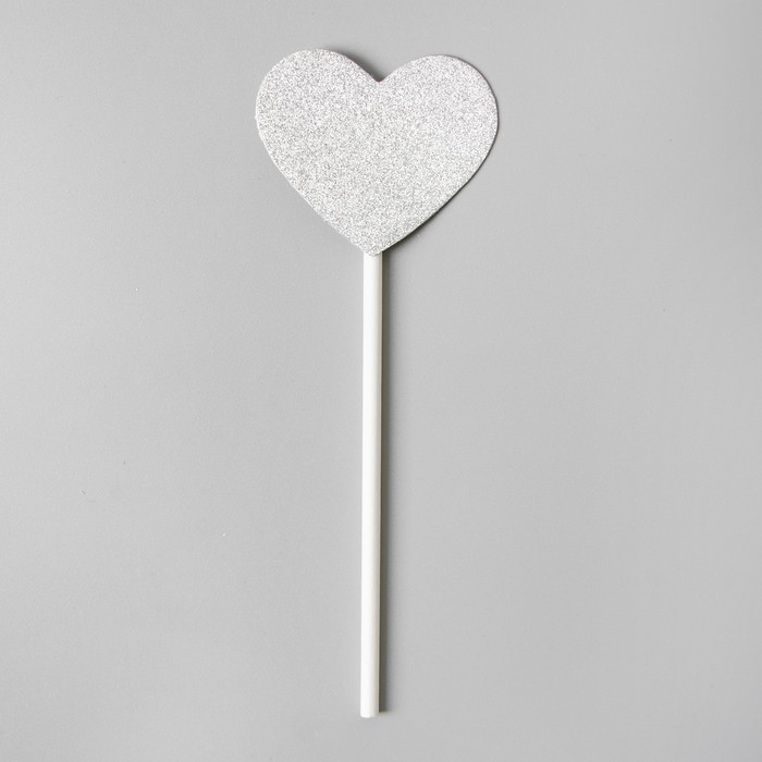 Топпер "Сердечко", цвет серебро, (набор 6 шт.)