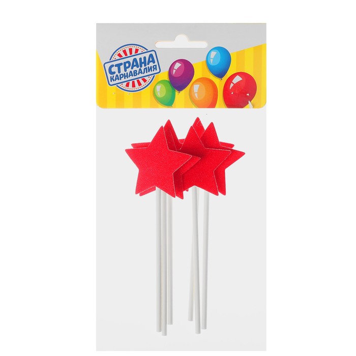 Топпер "Красная звёздочка", (набор 6 шт.)
