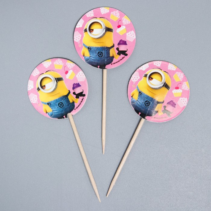 Шпажки "Миньон с кексиком" Гадкий Я (набор 12 шт)