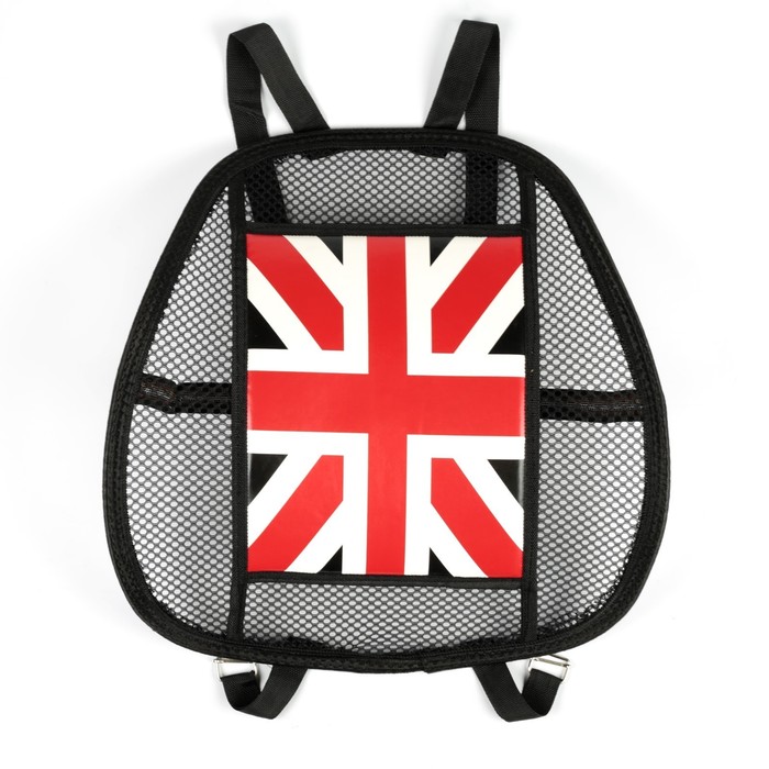 Ортопедическая накидка на сиденье усиленная, сетка с флагом, 38 x 39 см, черный