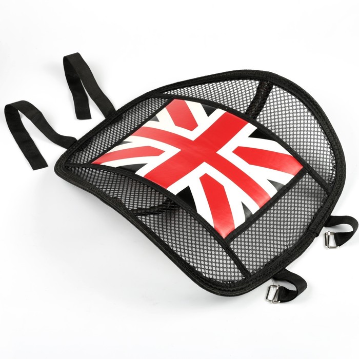 Ортопедическая накидка на сиденье усиленная, сетка с флагом, 38 x 39 см, черный