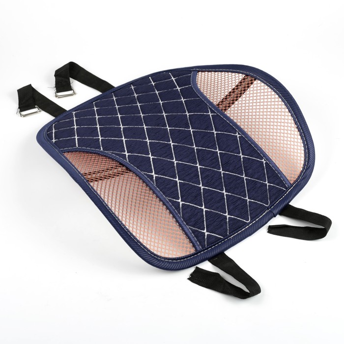 Ортопедическая накидка на сиденье усиленная, синяя с белой строчкой, 38 x 39 см