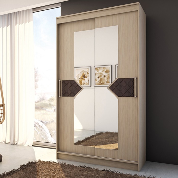 Шкаф-купе Николь 2, Ясень шимо светлый/Лиственница темная