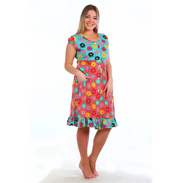 Халат женский на пуговицах ХК37 цвет МИКС, р-р 56