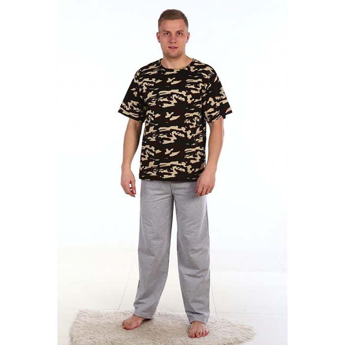 Футболка мужская ФК106 принт камуфляж цвет МИКС, р-р 48
