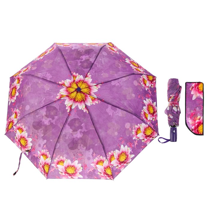Зонт полуавтоматический "Бабочки и цветы", R=50см