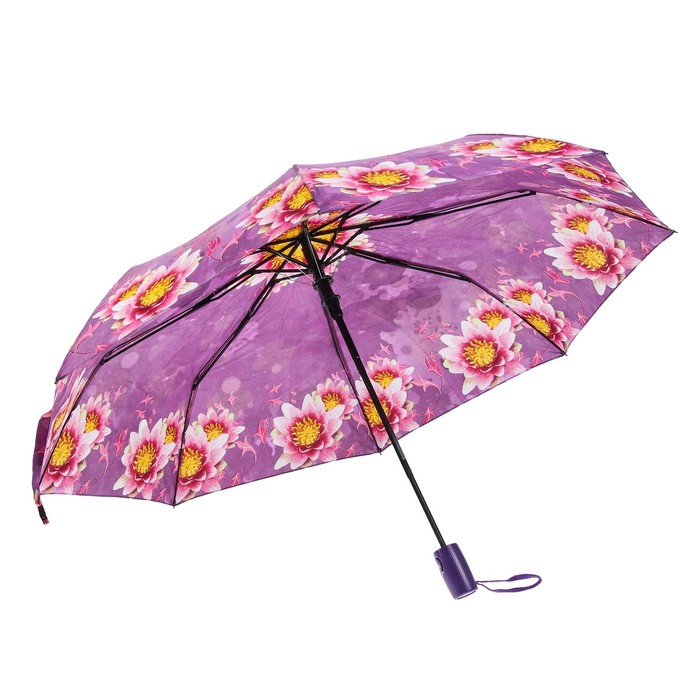 Зонт полуавтоматический "Бабочки и цветы", R=50см