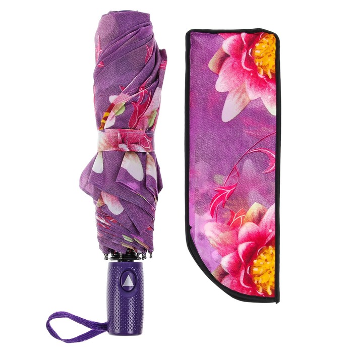 Зонт полуавтоматический "Бабочки и цветы", R=50см