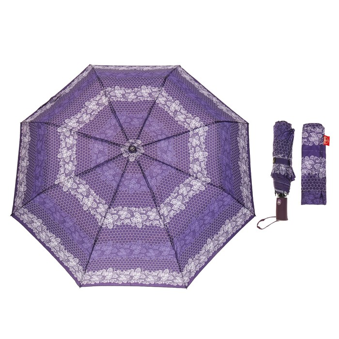 Зонт полуавтоматический "Кружево и бабочки", R=50см