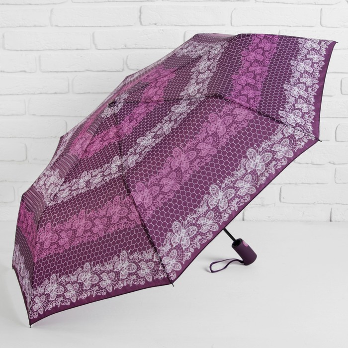 Зонт полуавтоматический "Кружево и бабочки", R=50см