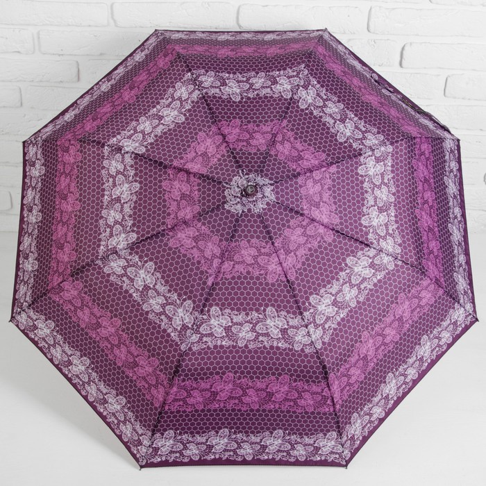 Зонт полуавтоматический "Кружево и бабочки", R=50см