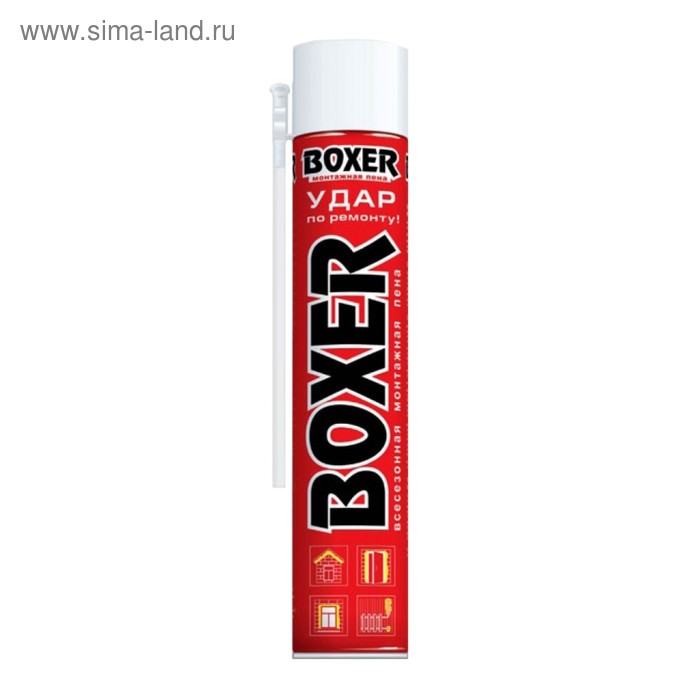 Пена монтажная BOXER75006, бытовая, всесезонная, 600 мл, до 45 л