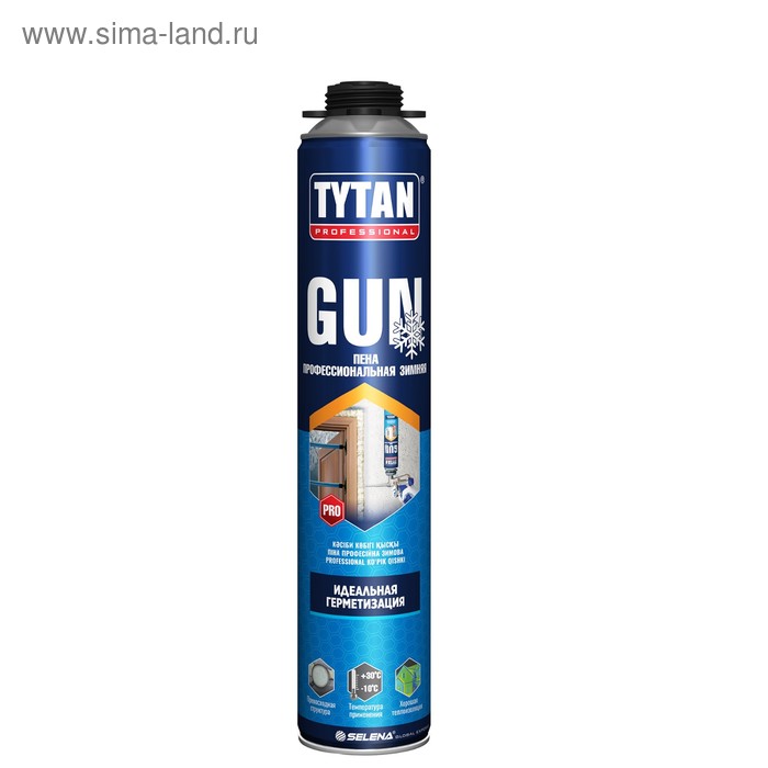 Пена монтажная Tytan ПРОФ GUN, зимняя, 750 мл, до 45 л пена монтажная проф tytan 65 зимняя 750 мл