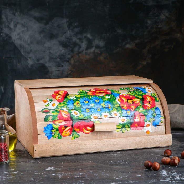 Хлебница расписная "Цветы", 37 см