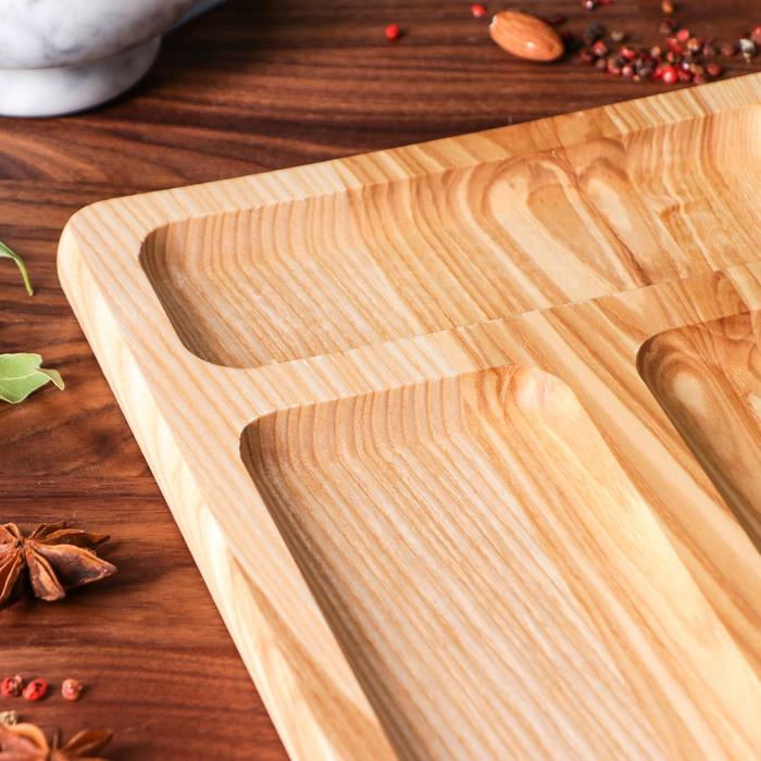 Тарелка менажная на 3 деления, массив ясеня, 25 х 20 см