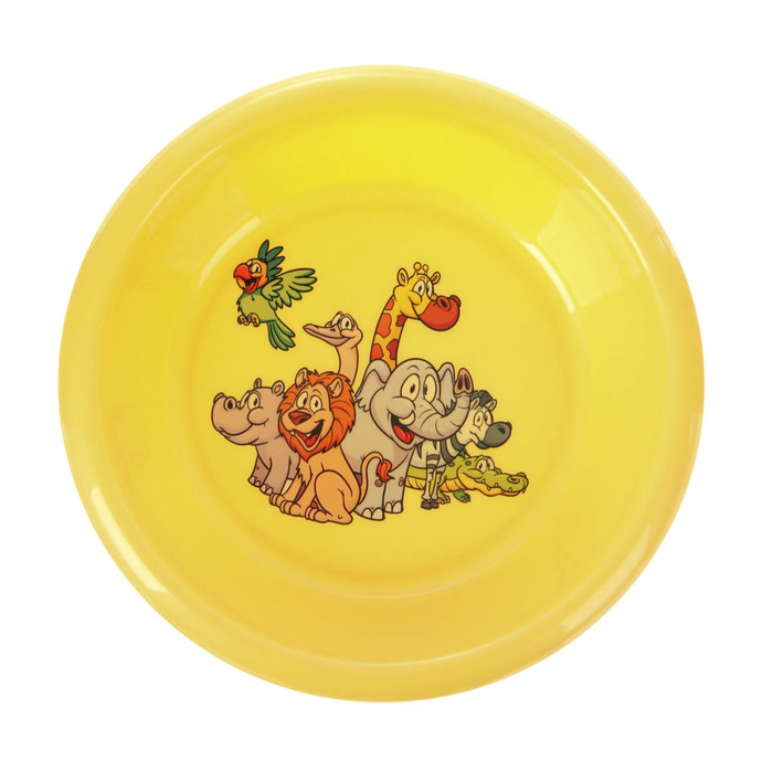 Тарелка детская, диаметр 15 см, высота 3 см, пластиковая с рисунком, цвет жёлтый